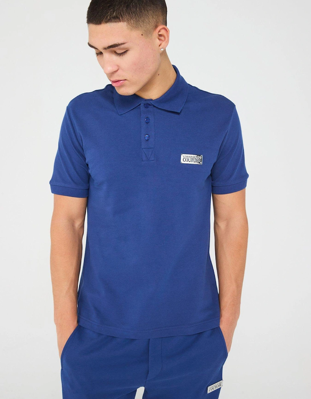 Metal Plaque Logo Polo Shirt - Blue, 5 of 4
