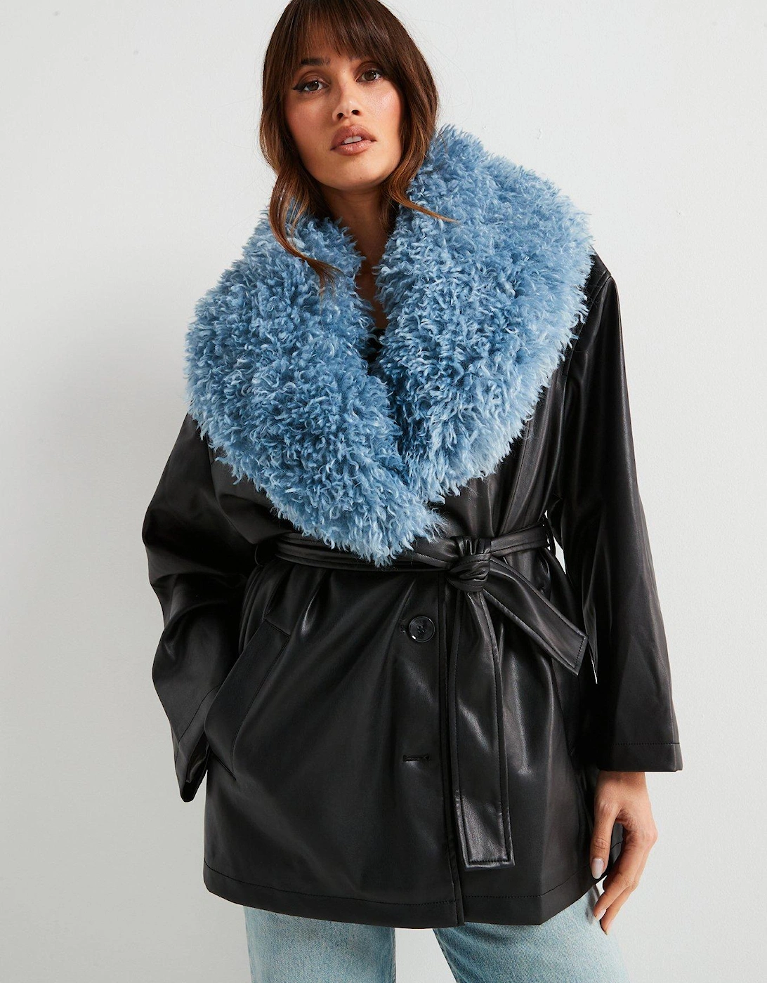 Agatha Coat And Blue Faux Fur Coat - Black, 7 of 6