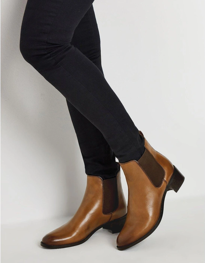 Chelsea Ankle Block Heel Boot - Brown