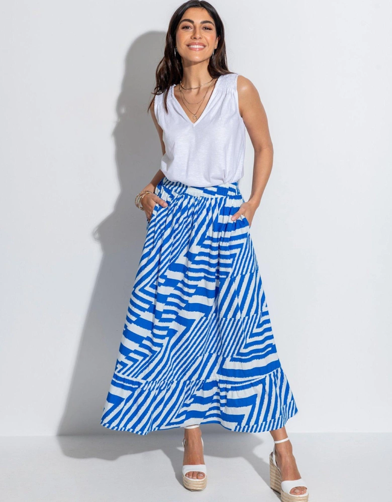 Susan Cotton Poplin Tiered Hem Midaxi Skirt