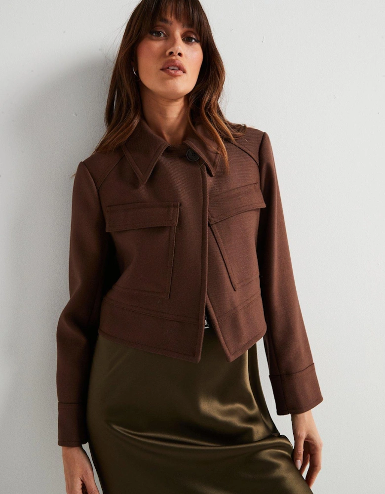 Heritage Wool Crop Jacket - Brown