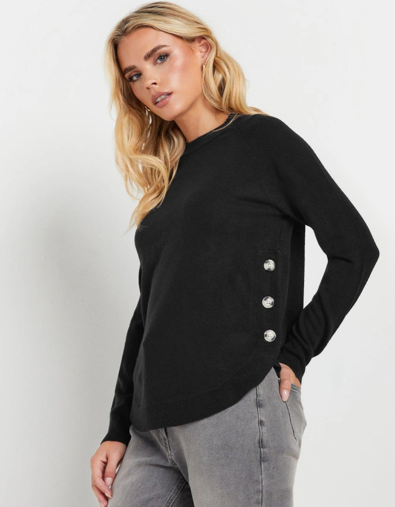 Petite Button Side Jumper - Black