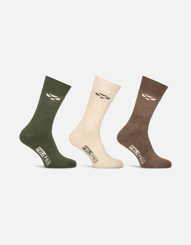 Field Pro Country Sock 3 pack One Size Olive/Oatmeal Brown