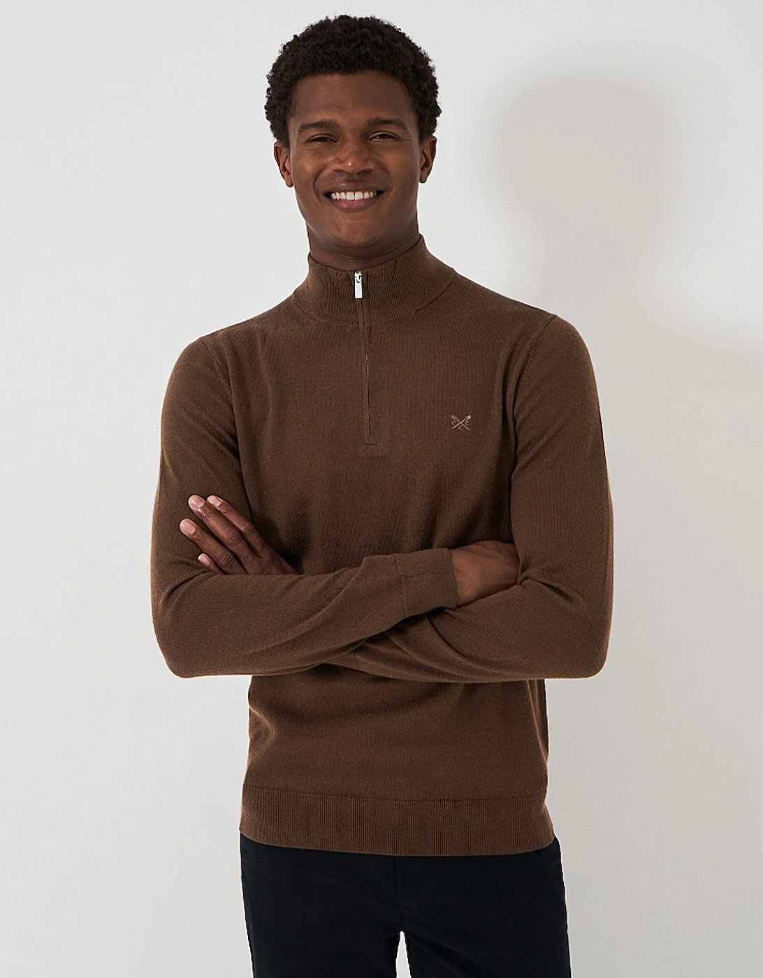 Men's Merino Half Zip Jumper Cocoa, 6 of 5