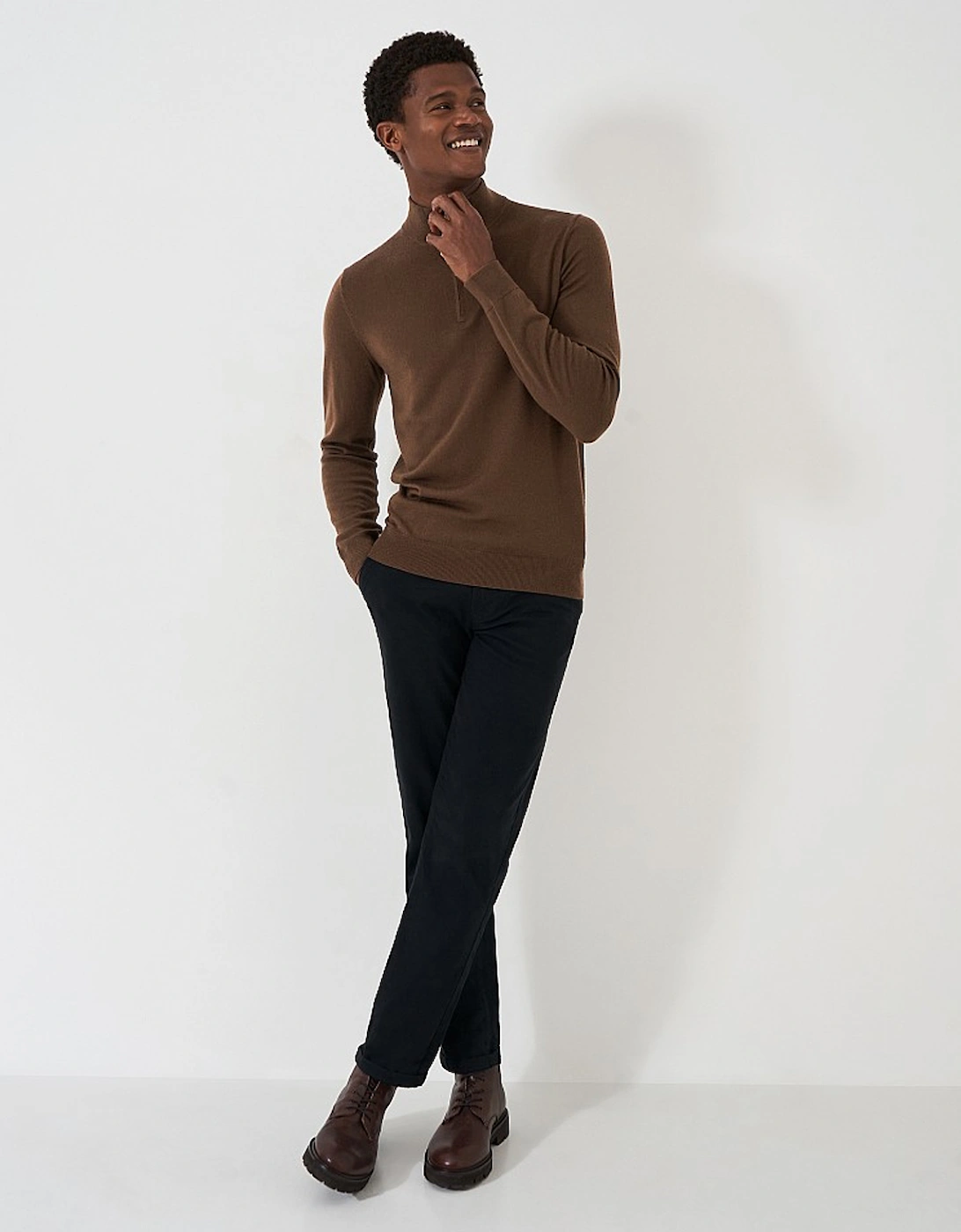 Men's Merino Half Zip Jumper Cocoa