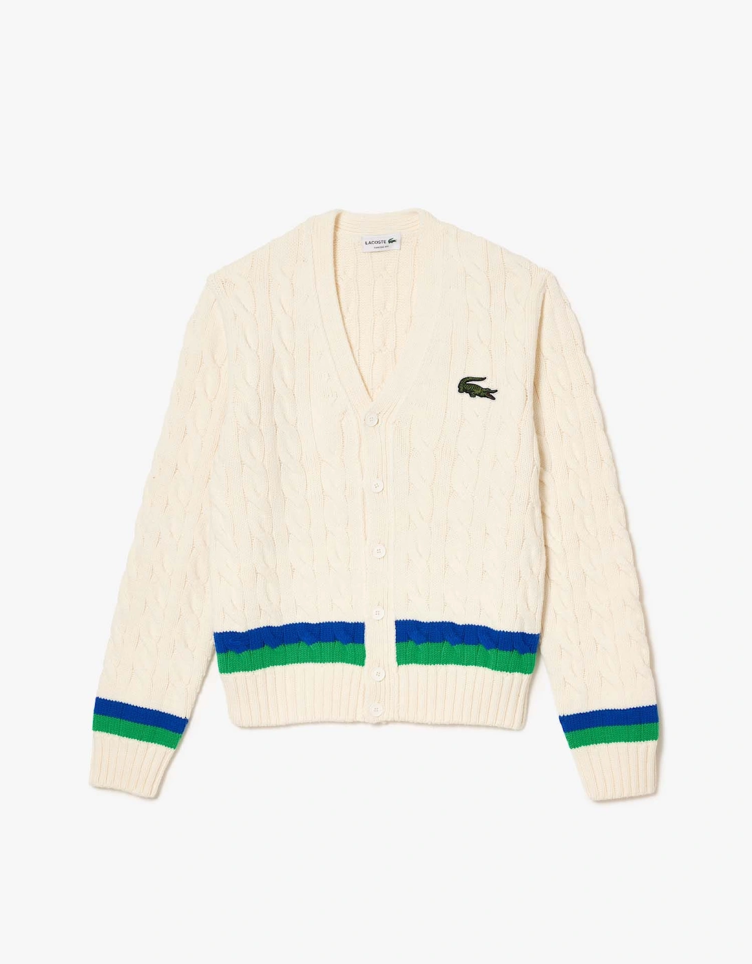 Cable Knit Stripe Detail Cardigan, 5 of 4