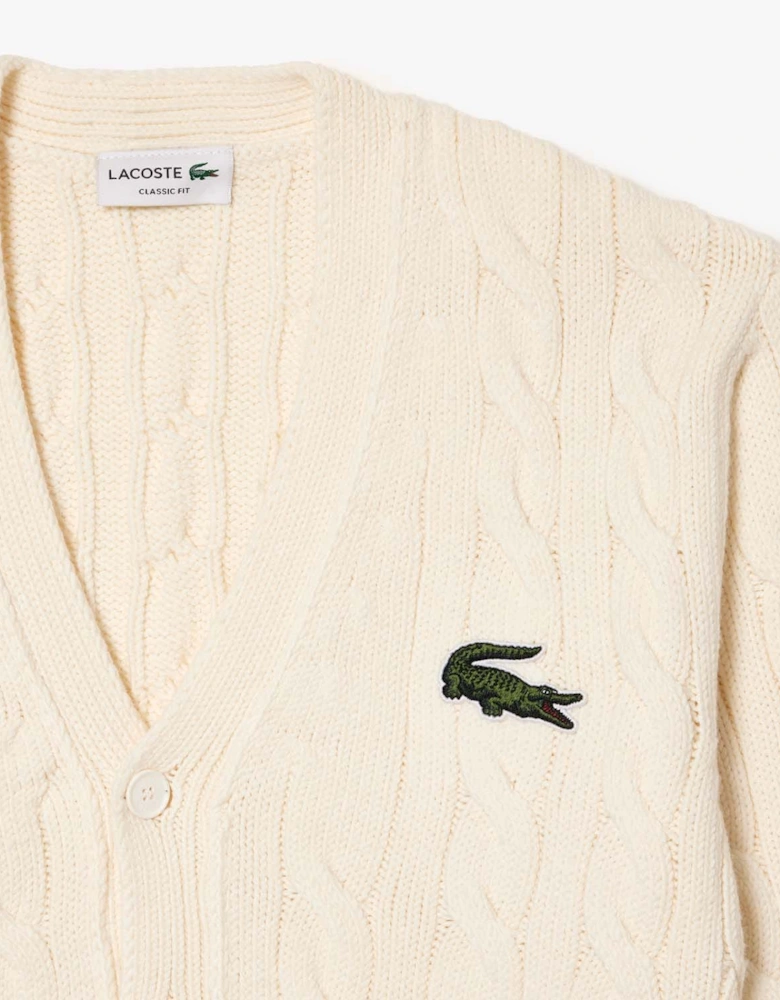 Cable Knit Stripe Detail Cardigan