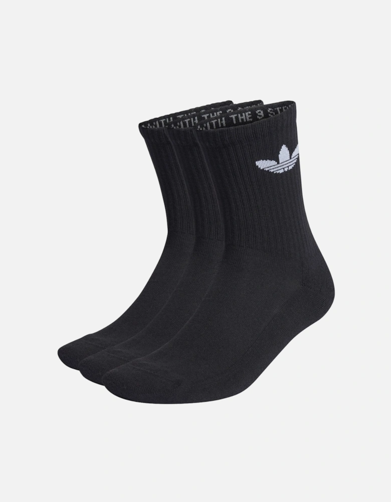 Mens 3-Pack Cushioned Trefoil Crew Socks - Mens Cushioned Trefoil Mid-Cut Crew Socks 3-Pack