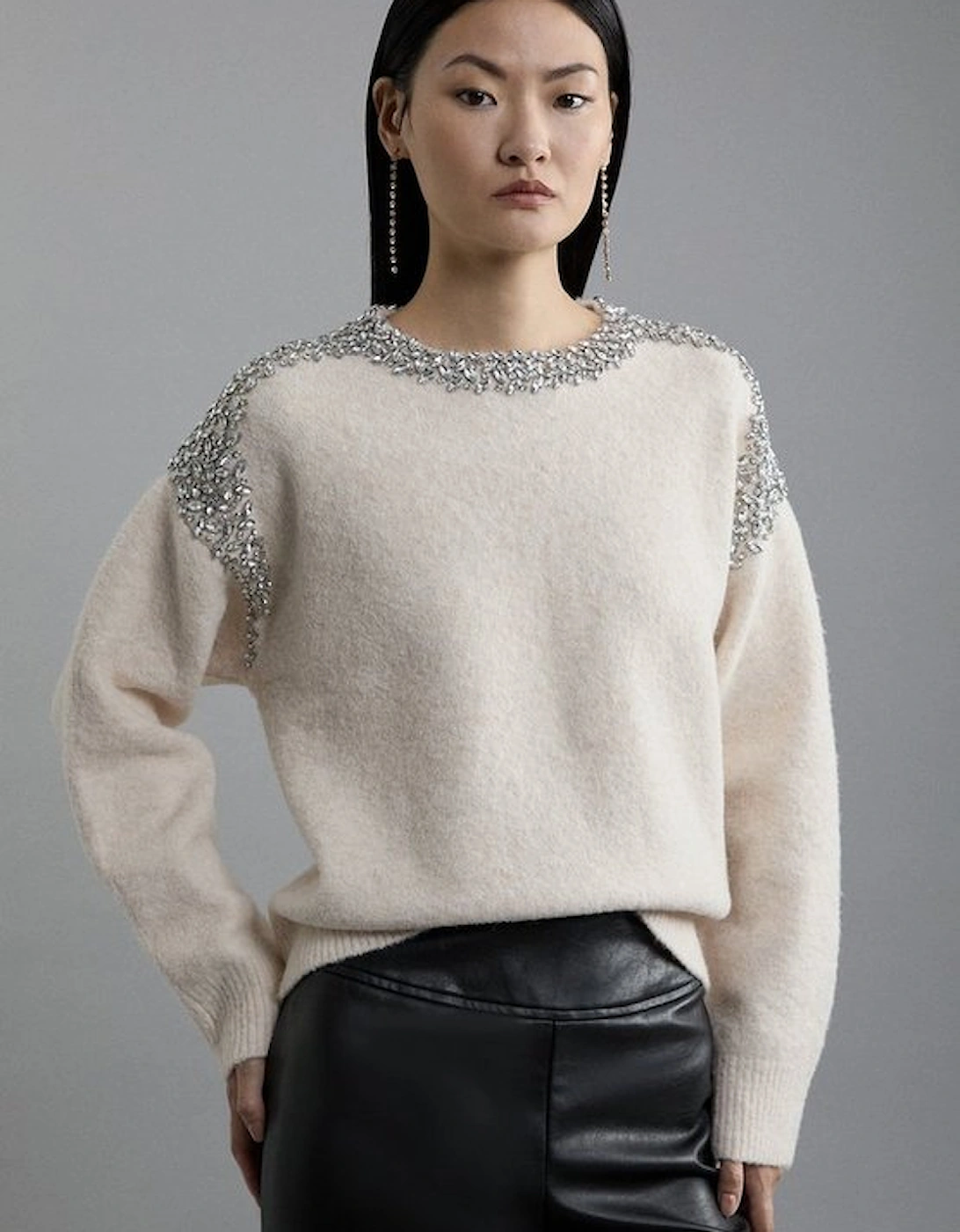 Embellished Trim Cosy Knit Jumper, 2 of 1