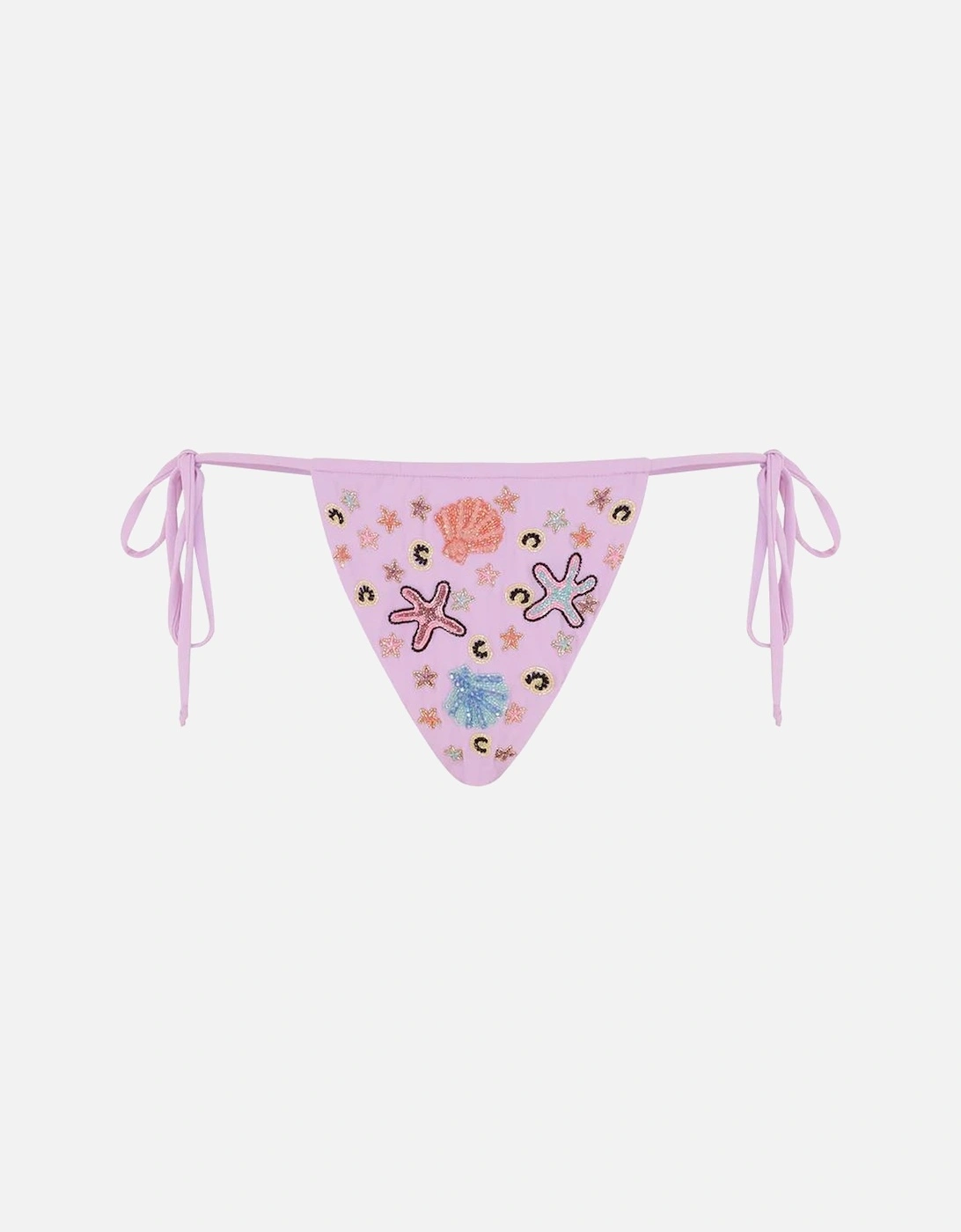 Fia Tropical Hand Embroidered Bikini Bottoms Lilac