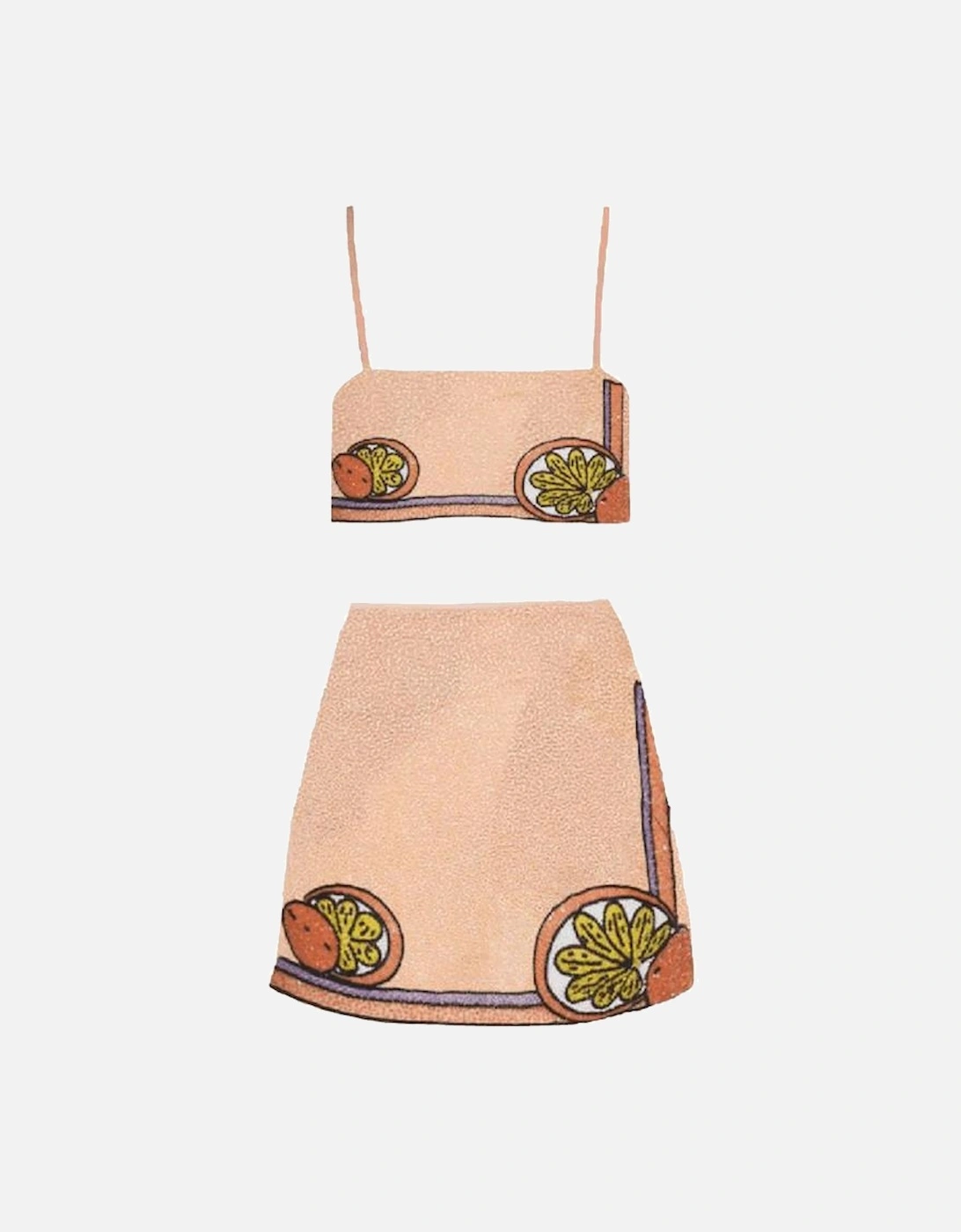 Melodie Co-ord Hand Embroidered Crystal Top Peach