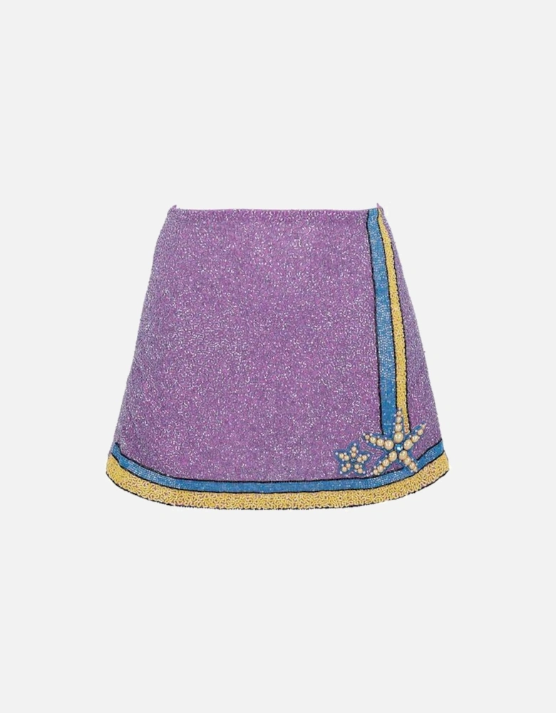 Monni Co-ord Hand Embroidered Crystal Skirt Purple