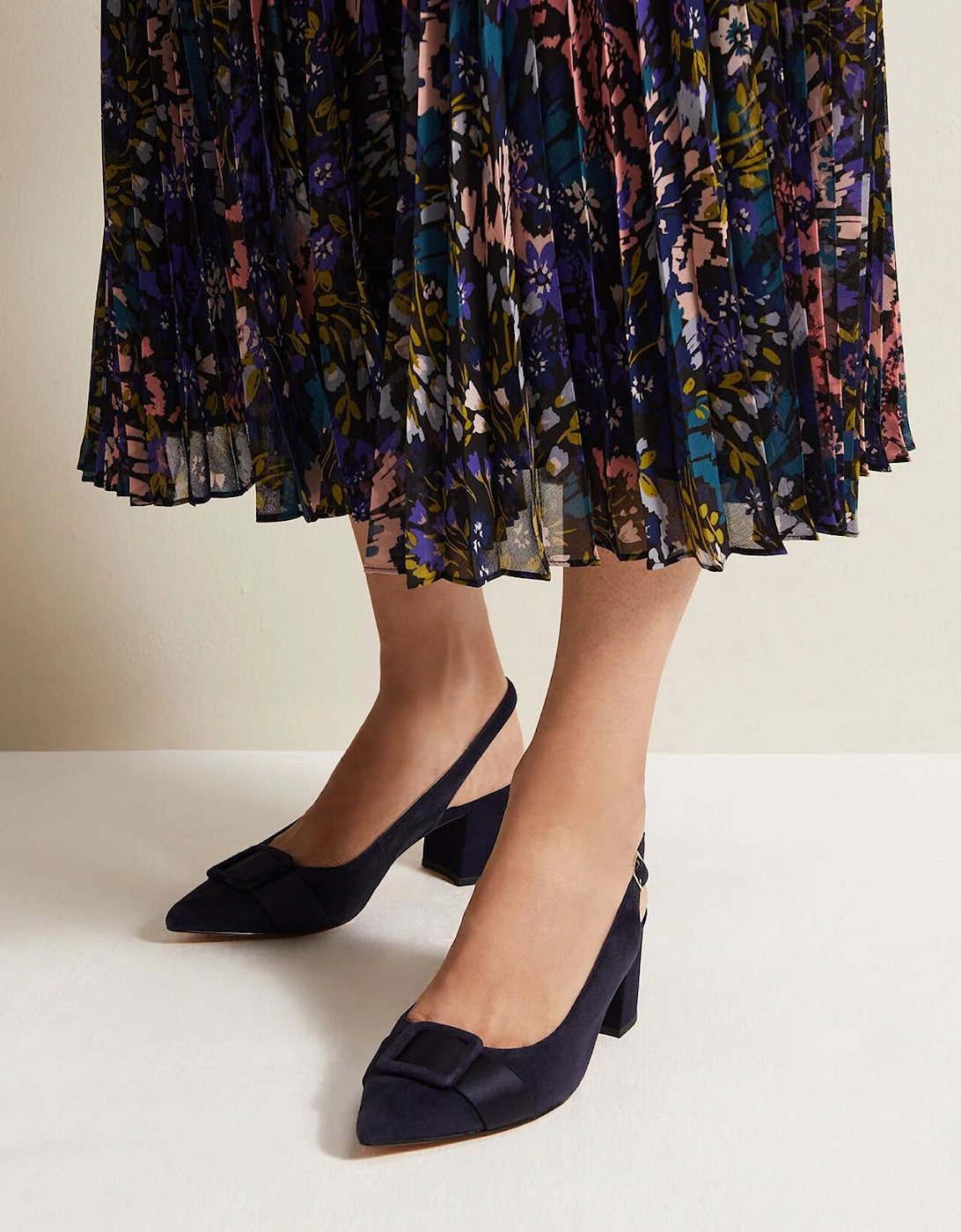 Blue Suede Slingback Heels