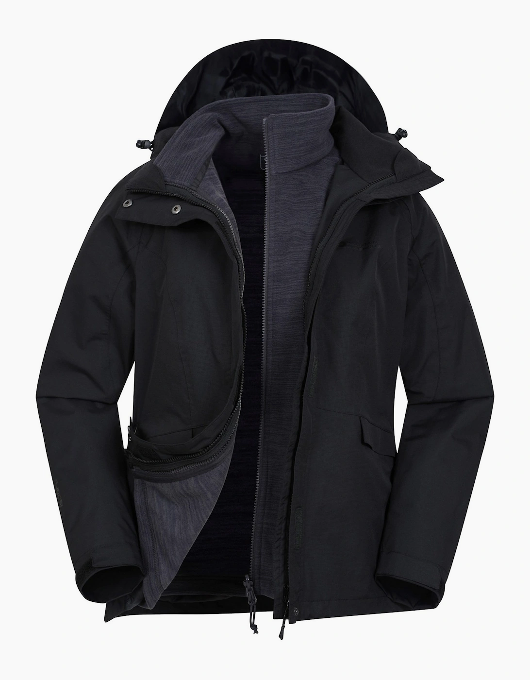 Mountain Warehouse Women's Mountain Warehouse Womens/Ladies Thunderstorm II 3 in 1 Waterproof Jacket - Black