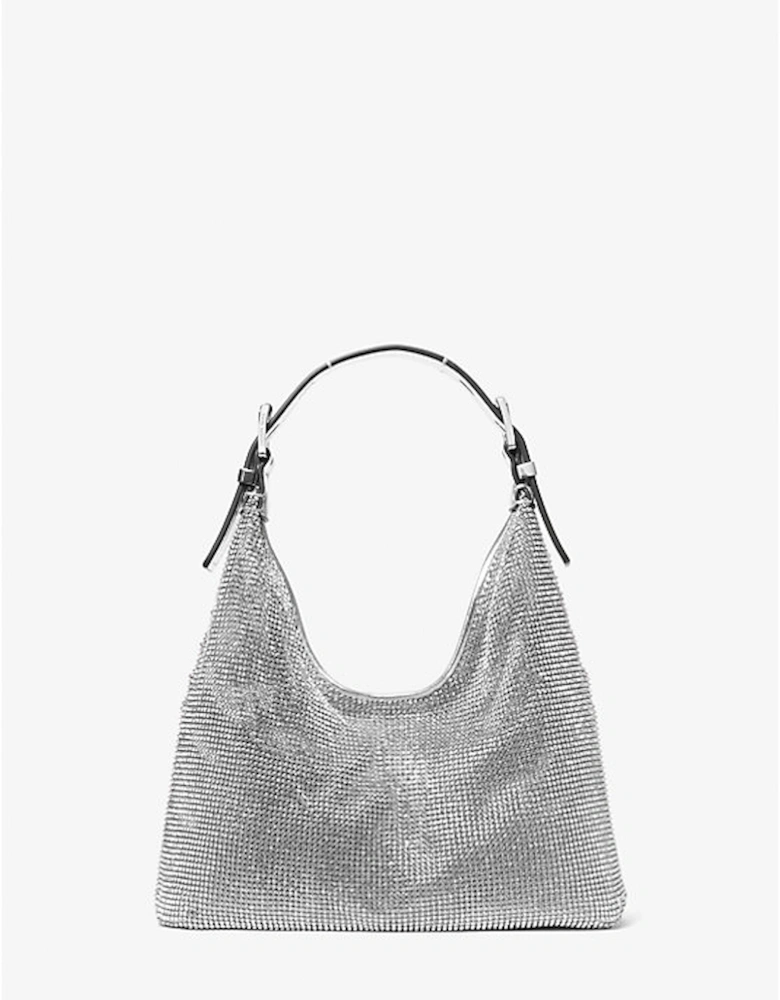 Limited-Edition Nolita Small Metallic Rhinestone Mesh Hobo Shoulder Bag