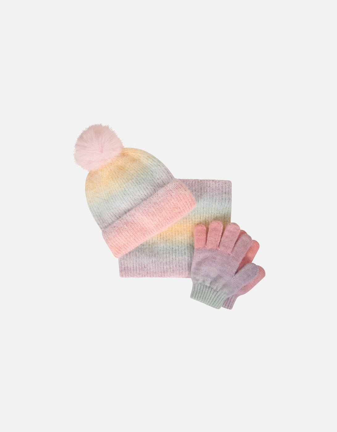 Childrens/Kids Rainbow Knitted Hat Gloves And Scarf Set, 6 of 5