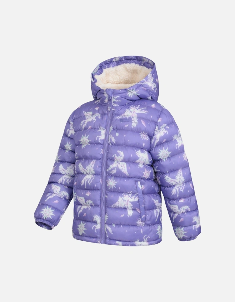 Childrens/Kids Seasons Unicorn Faux Fur Lined Padded Jacket