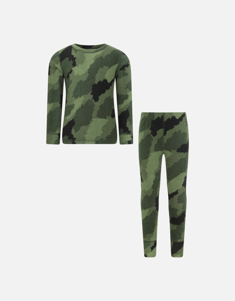 Childrens/Kids Camo Polar Fleece Base Layer Set