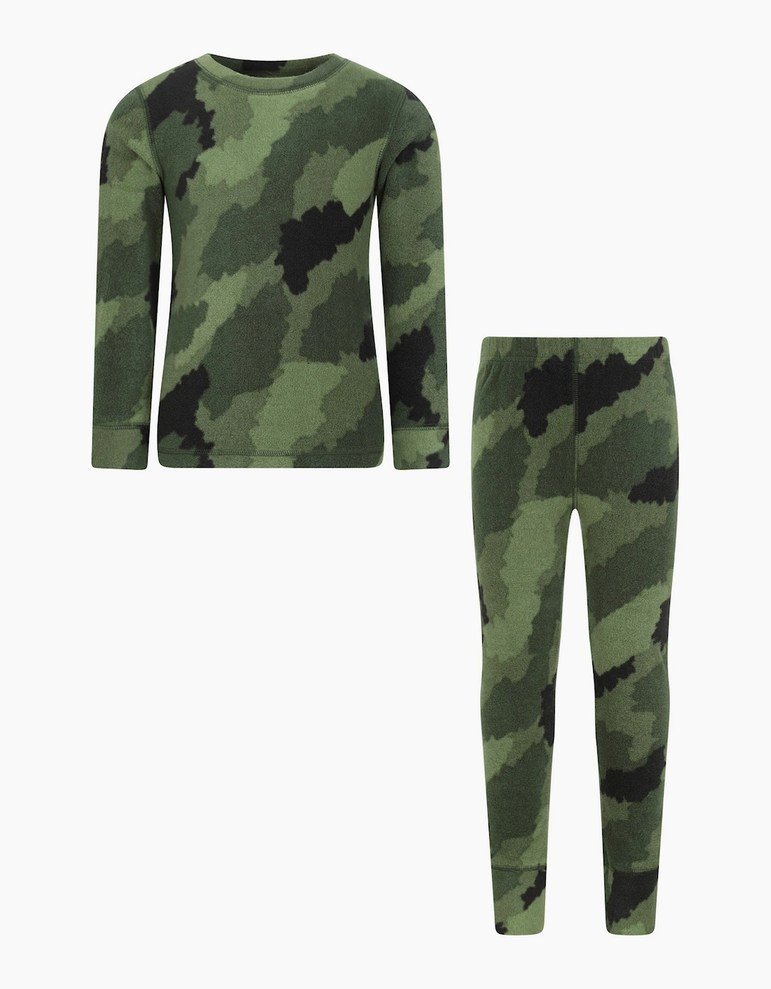 Mountain Warehouse Unisex Green Childrens/ Camo Polar Fleece Base Layer Set - Size: 2 Years/3 Years Kids