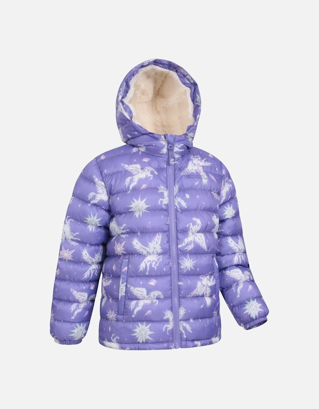 Childrens/Kids Seasons Unicorn Faux Fur Lined Padded Jacket