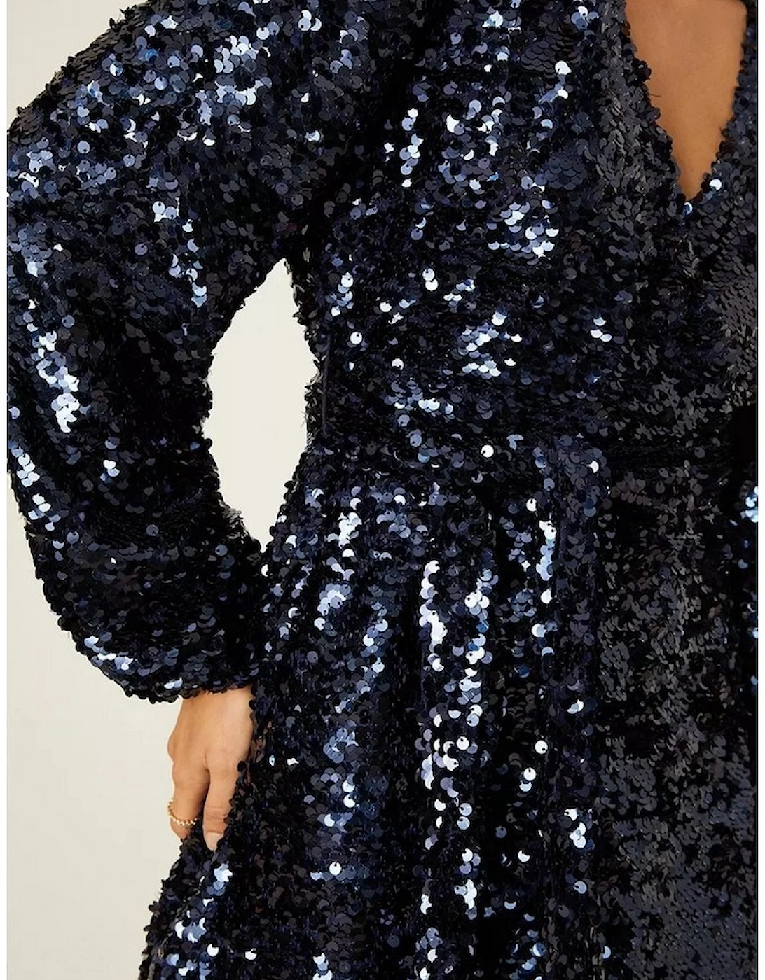 Womens/Ladies Sequins Wrap Mini Dress