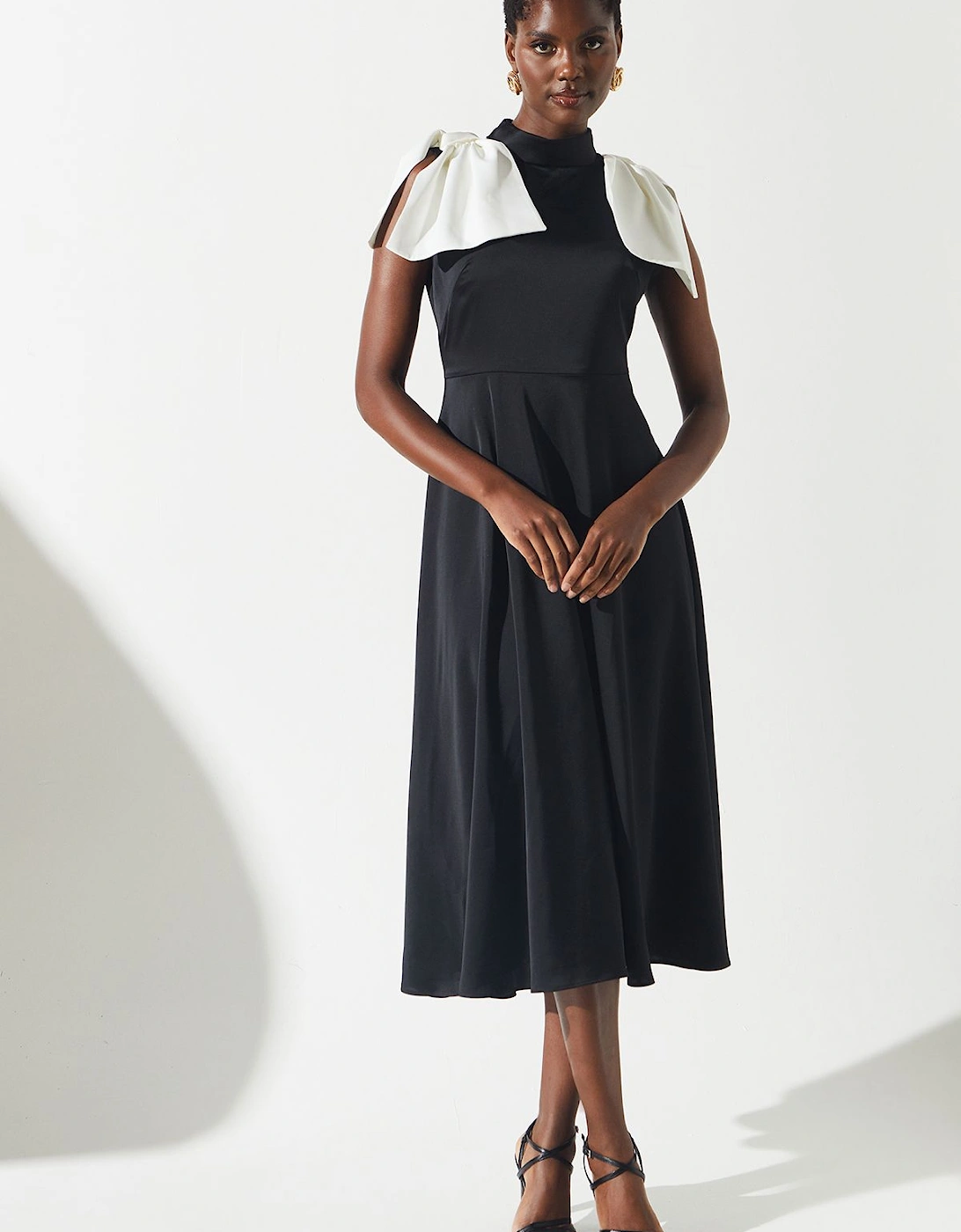 Crepe Bow Shoulder Dress, 6 of 5