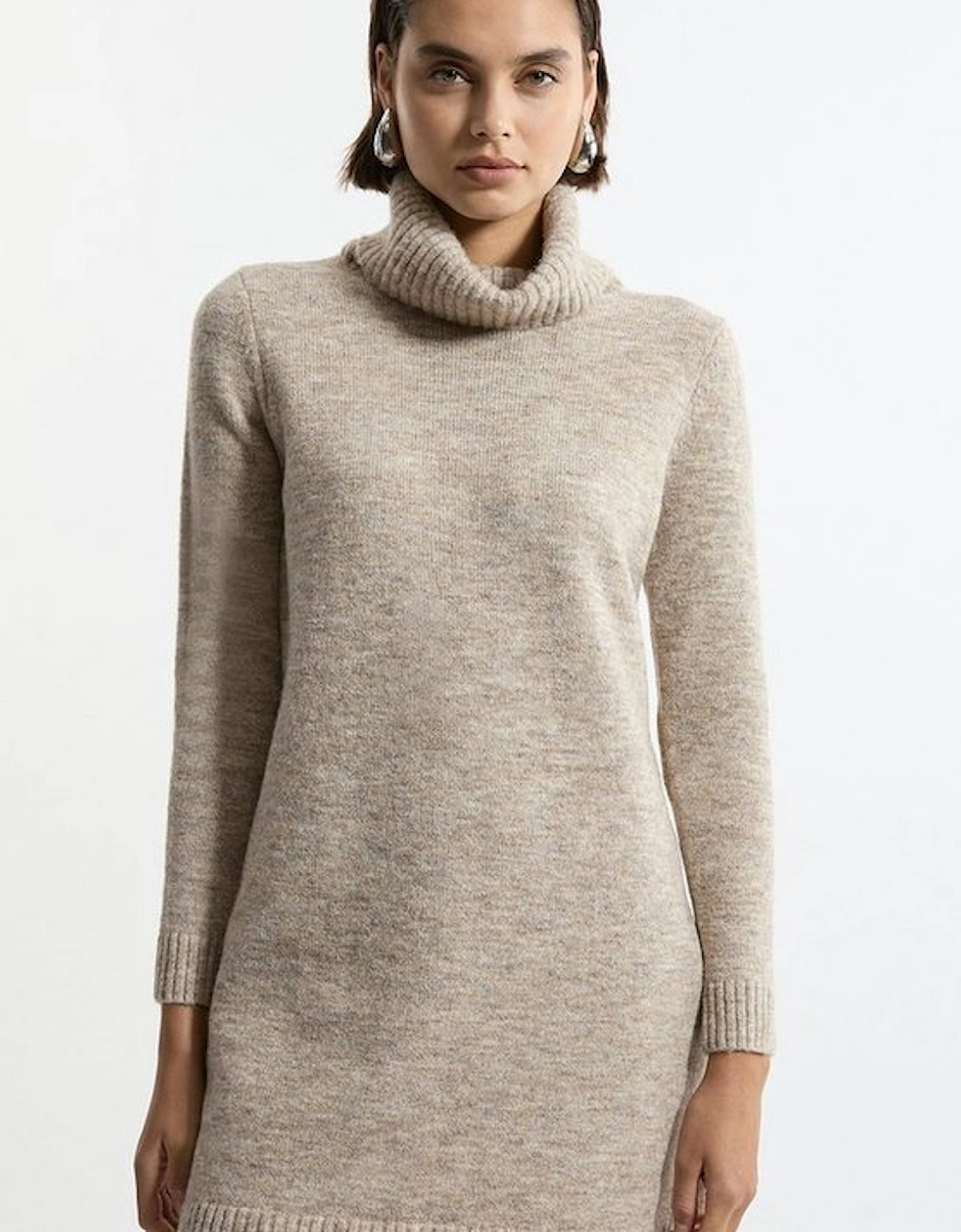 Wool Blend Cosy Roll Neck Knit Dress