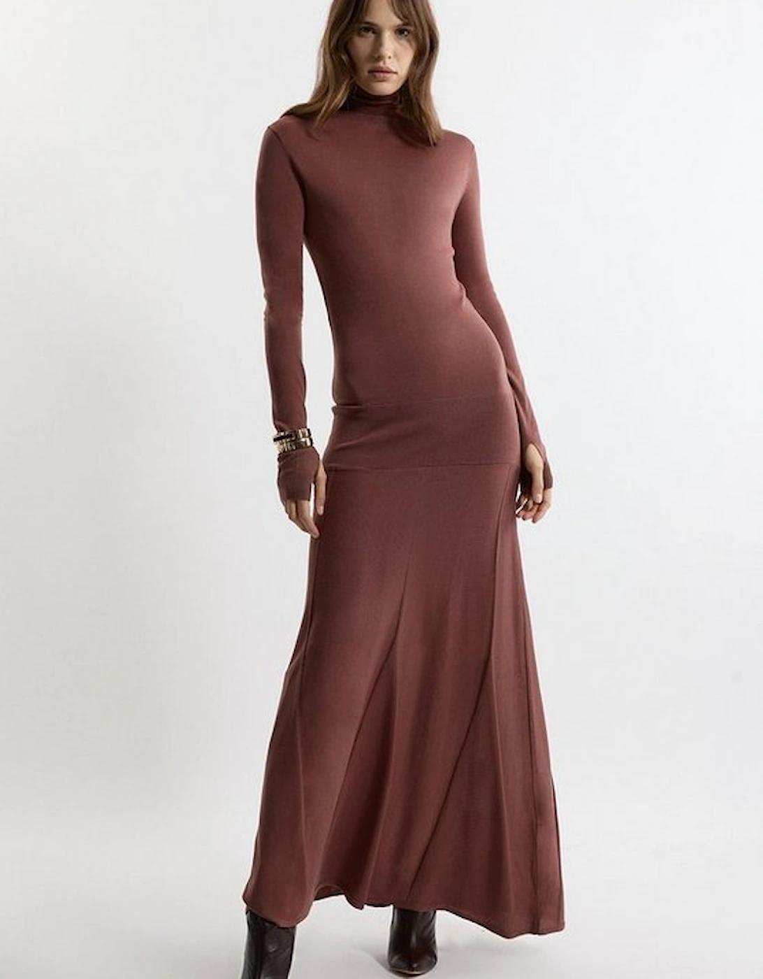 Wool Tencel Full Skirted Maxi Knit Dress, 5 of 4