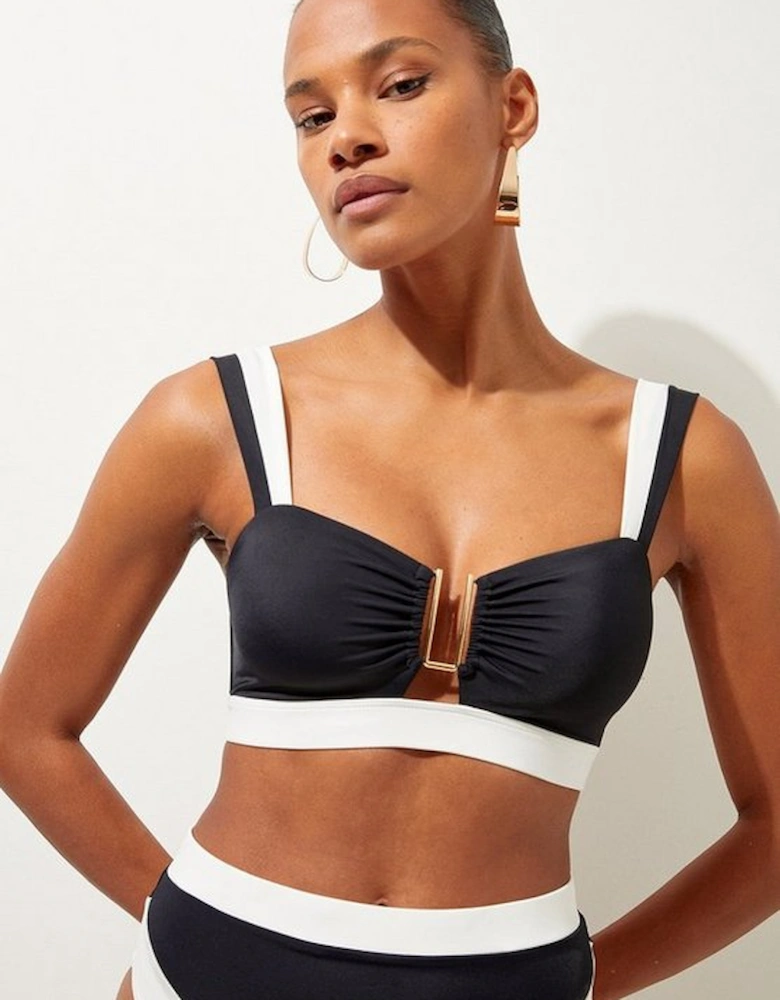 Trim Detail Detachable Strap Bikini Top