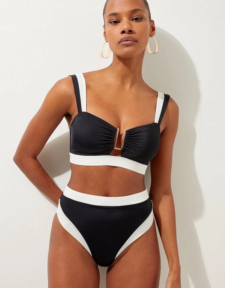 Trim Detail Detachable Strap Bikini Top