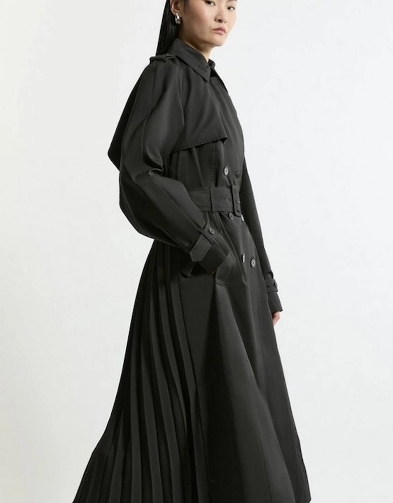 Tailored Pleated Back Trench Coat