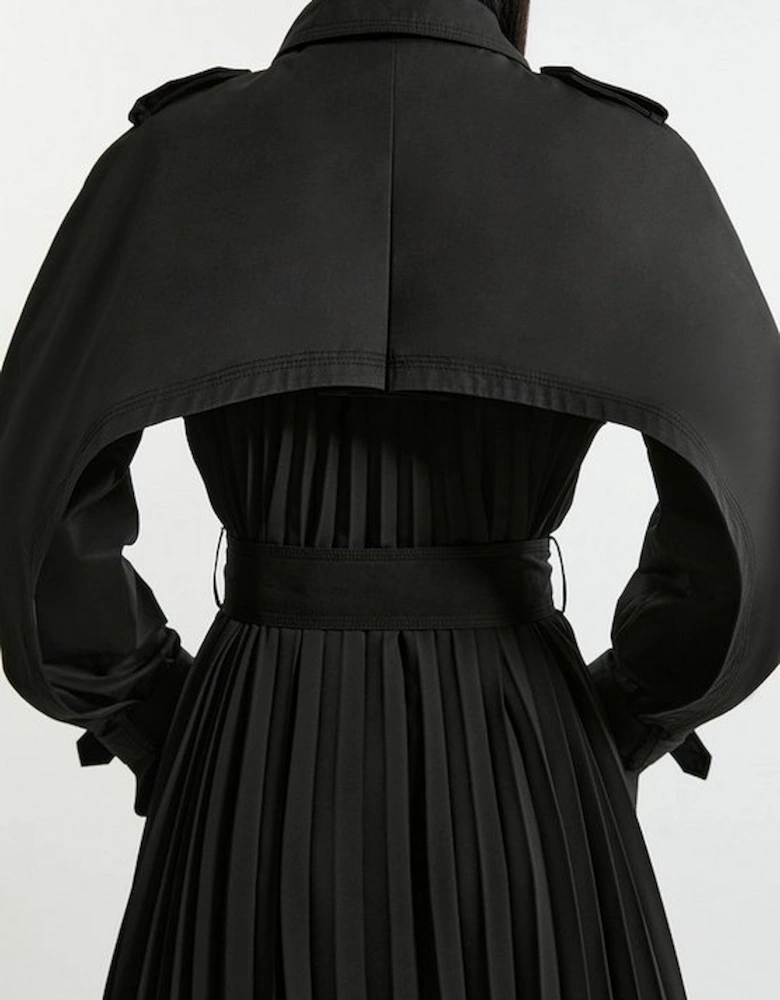 Tailored Pleated Back Trench Coat