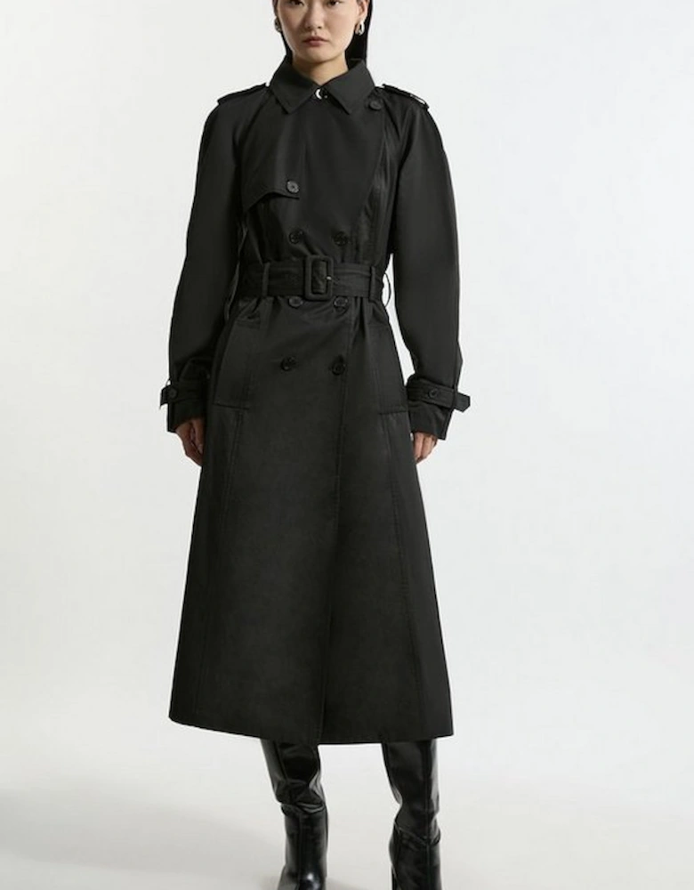 Tailored Pleated Back Trench Coat