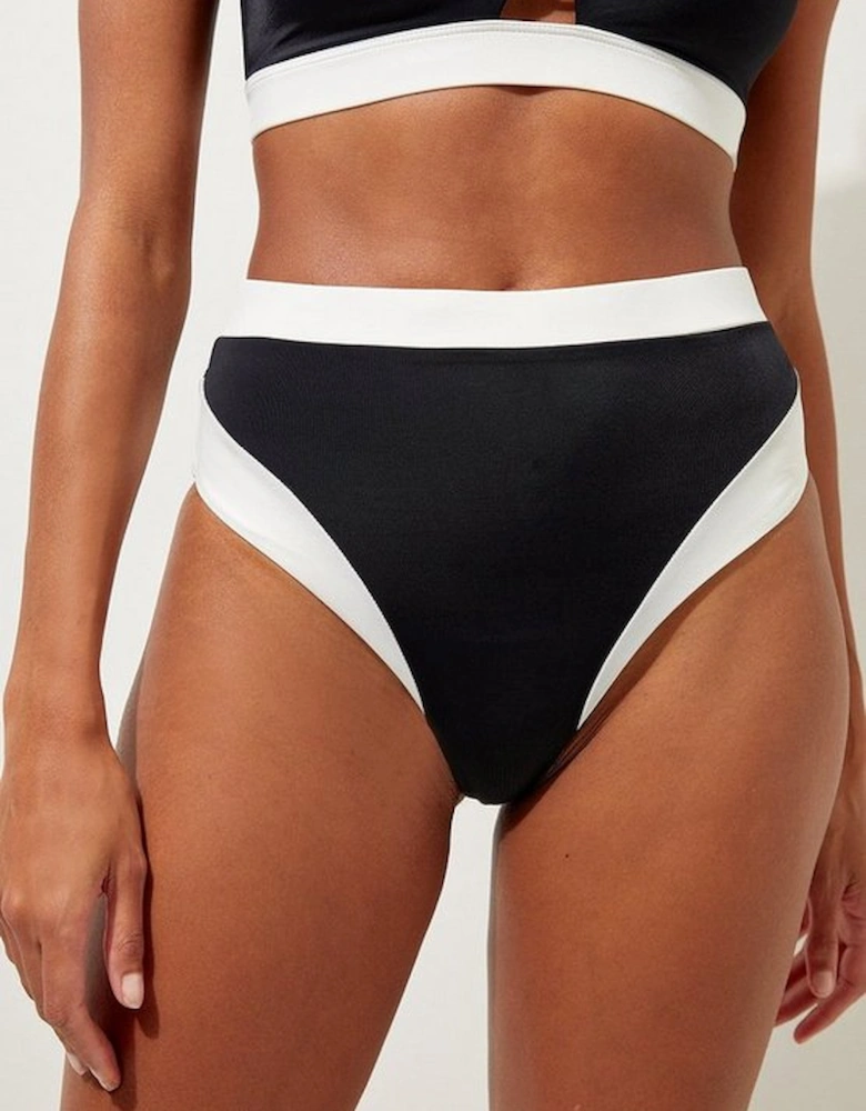 High Waist High Cut Bikini Bottoms