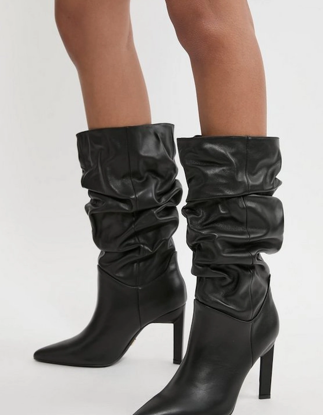 Suede Mid Calf Slouch Heeled Boot, 3 of 2