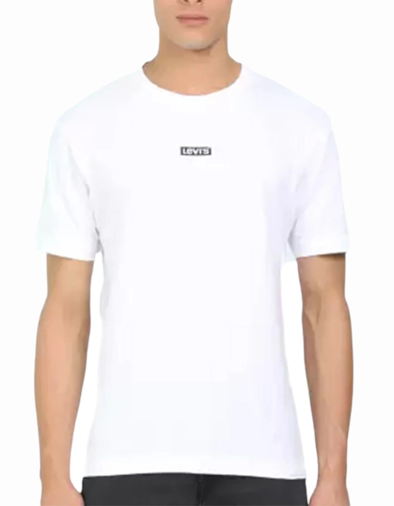 Levis Men's T Shirt Crew Neck Casual Tee Summer Cotton Tops LEVI LOGO White