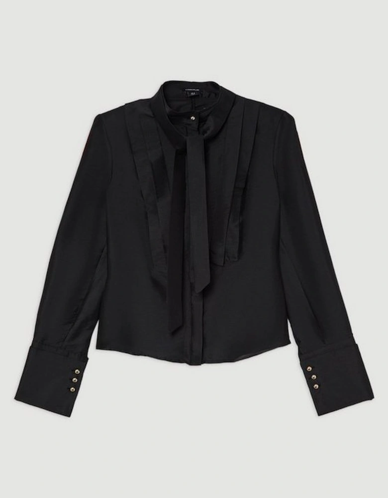 Taffeta Pleat Detail Woven Shirt