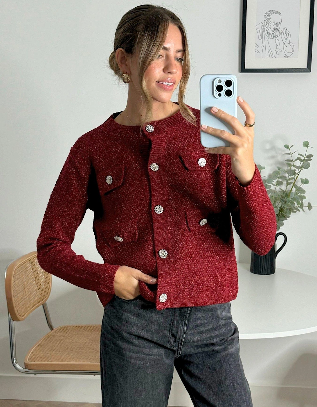 Diamante Cardigan - Red, 5 of 4