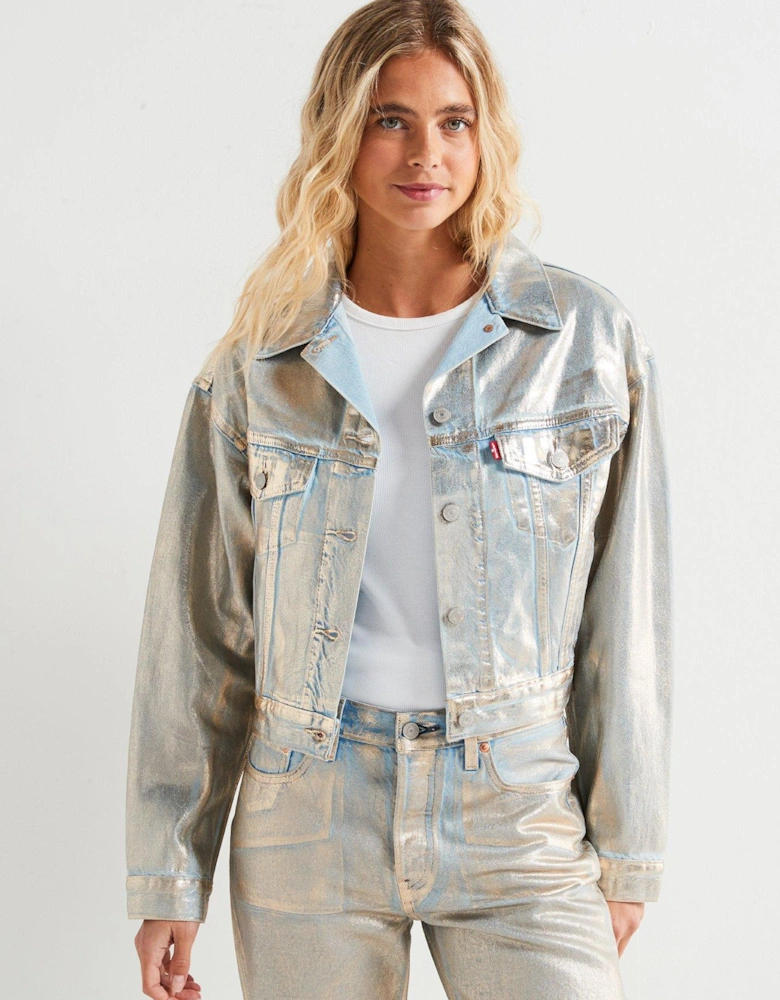 90s Shurken Trucker Denim Jacket - Optical Illusion