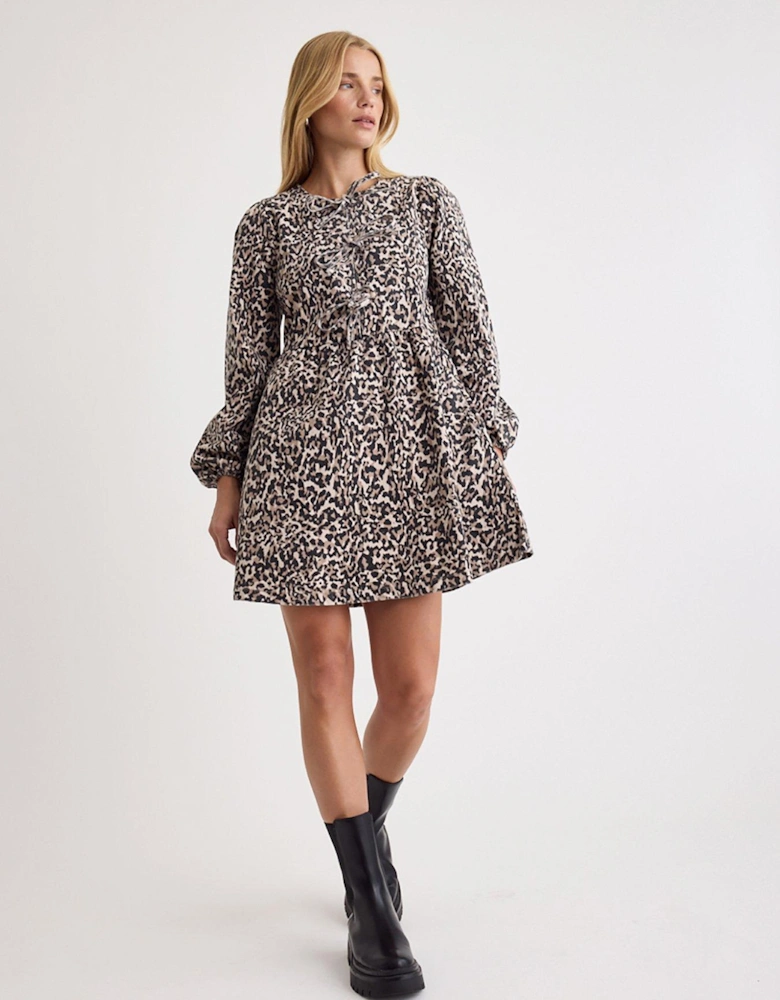 Leopard Print Mini Dress - Multi