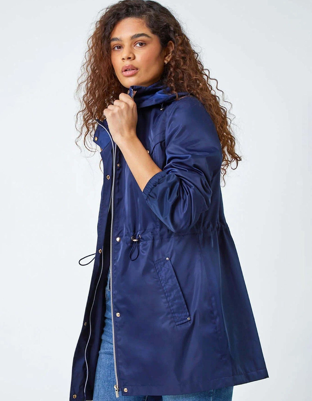 Shower Resistant Longline Jacket - Navy, 2 of 1