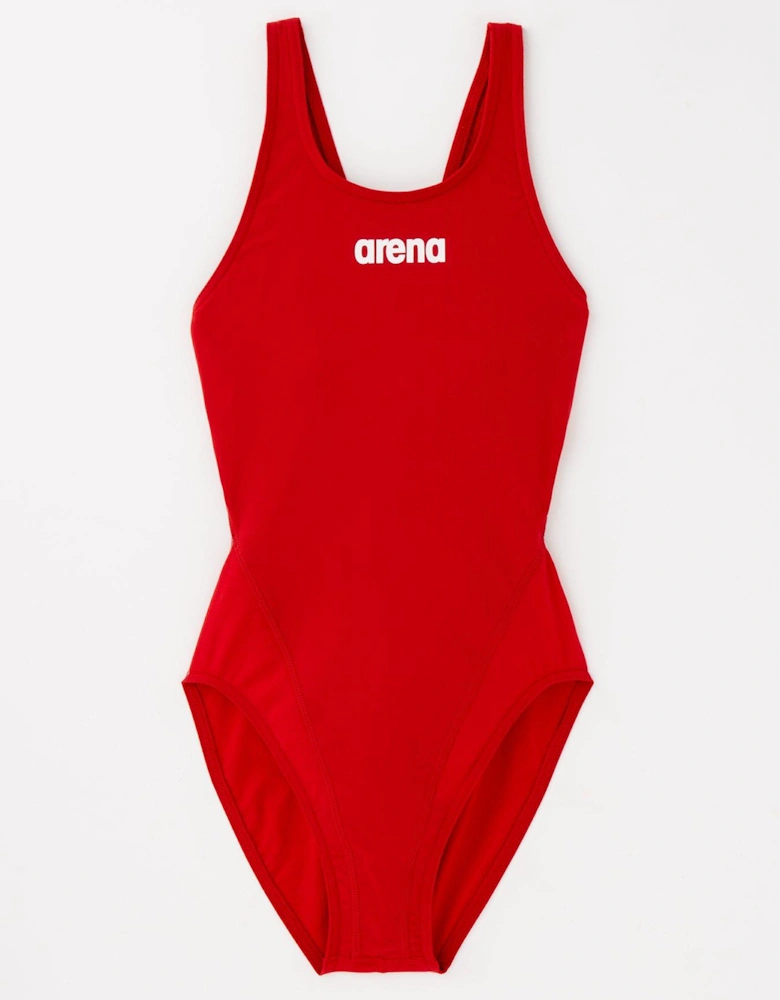 Girls Team Swim Tech Solid Swimsuit - Red