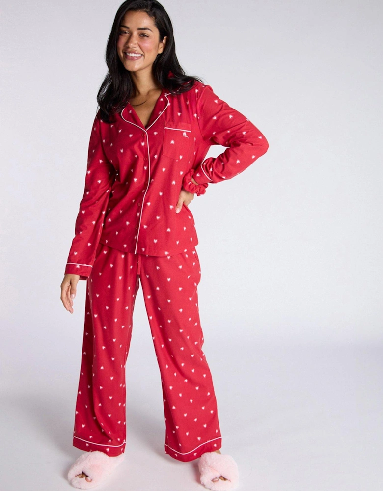 Heart Fleece PJ in a Bag - Red Mix