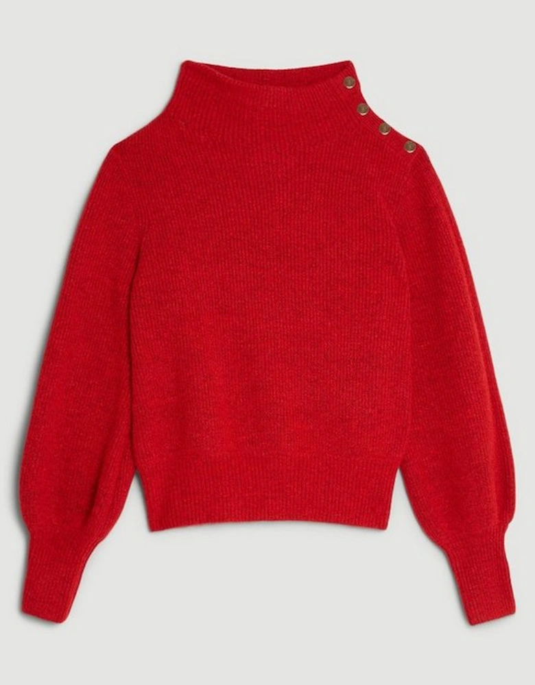 Wool Blend Cosy Funnel Knit Jumper