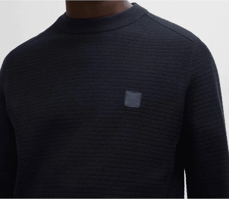 Anion Regular Fit Navy Knitted Sweatshirt