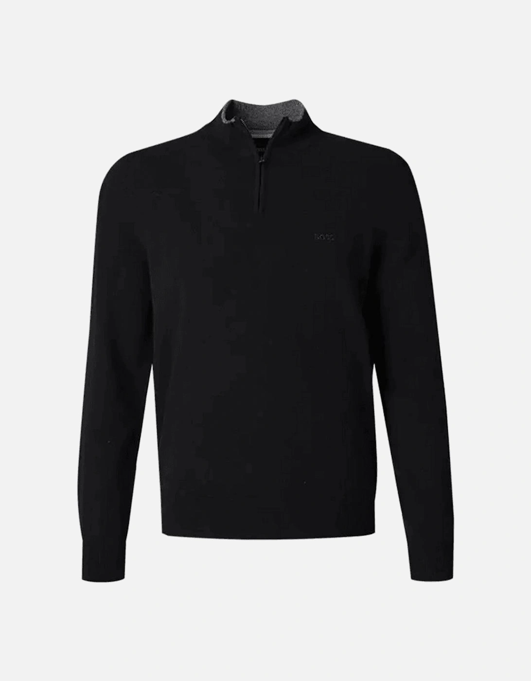 Emarlo Regular Fit Zip Neck Black Knitted Sweatshirt, 5 of 4