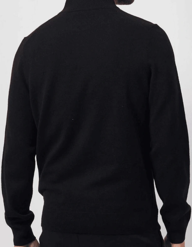 Emarlo Regular Fit Zip Neck Black Knitted Sweatshirt