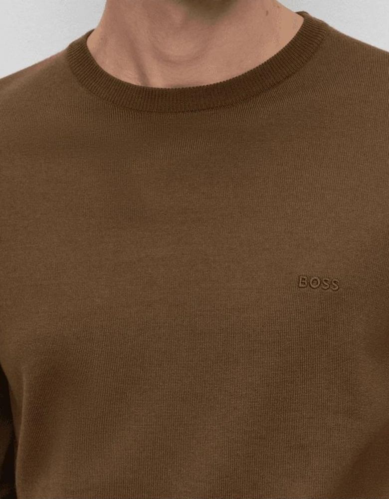 Botto Embroidered Logo Crew Neck Khaki Knitted Jumper