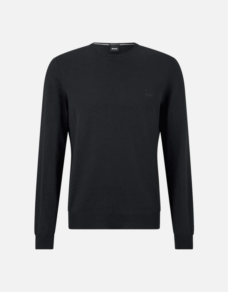 Botto Embroidered Logo Crew Neck Black Knitted Jumper