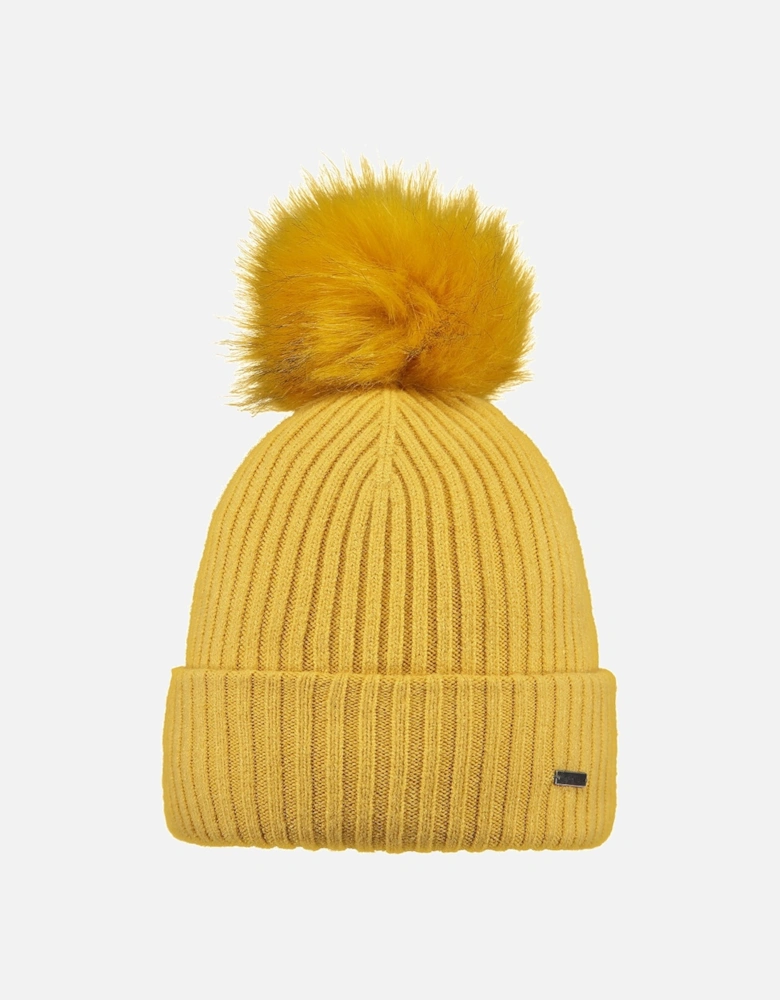 Womens Kenzie Soft Turnup Knitted Pom Pom Beanie Hat